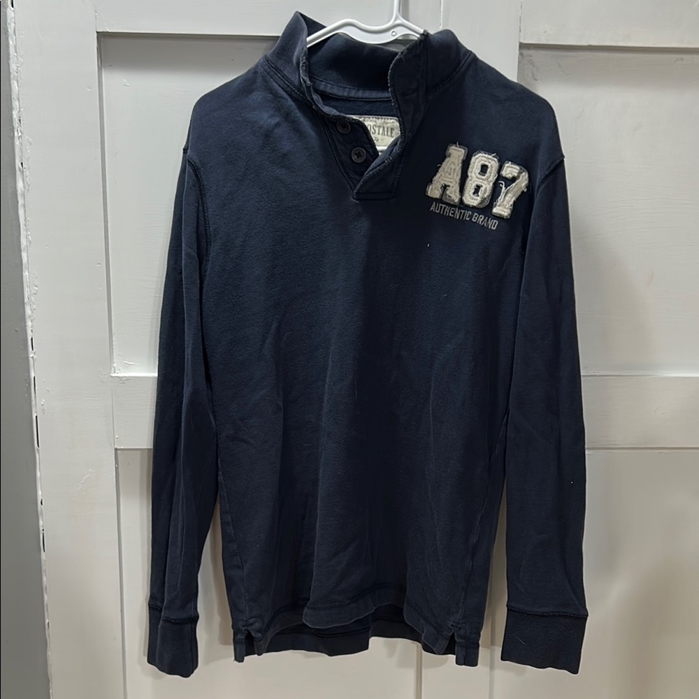 Men's Navy Sweater with Embroidered Detail